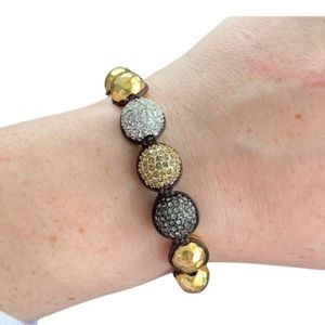Tai gold hammered ball and crystal bracelet